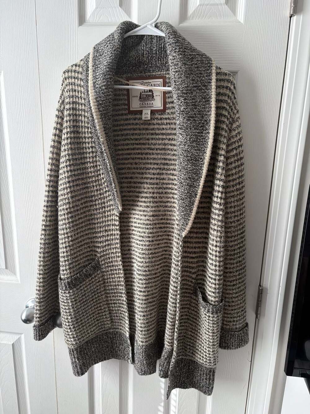 Roots Cabin Oversized Med Wool-Blend Shawl Knit Cardigan